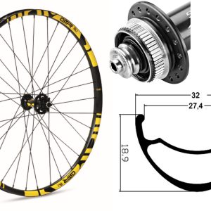 Rueda delantera aluminio MTB GTR SL27 29″ Amarillo Disc Center Lock