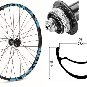 Rueda delantera aluminio  MTB GTR SL27 27,5″ Azul Center Lock Lock Boost