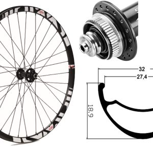 Rueda delantera aluminio  MTB GTR SL27 27,5″ Blanco Disc Center Lock