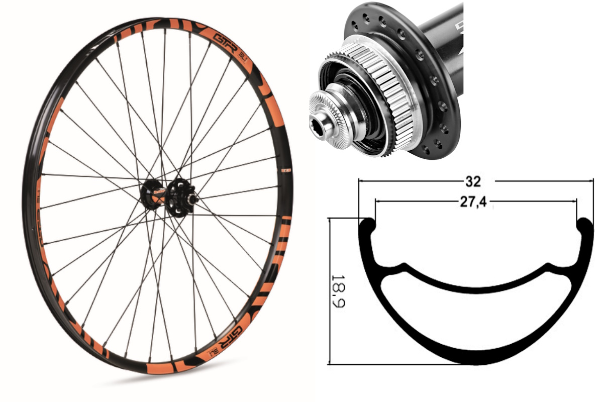 Rueda delantera aluminio MTB GTR SL27 27,5″ Naranja Disc Center Lock Boost - Imagen 2