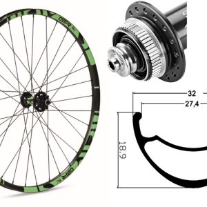 Rueda delantera aluminio  MTB GTR SL27 29″ Verde Disc Center Lock Boost