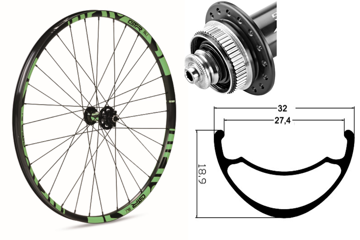 Rueda delantera aluminio MTB GTR SL27 29″ Verde Disc Center Lock Boost - Imagen 2