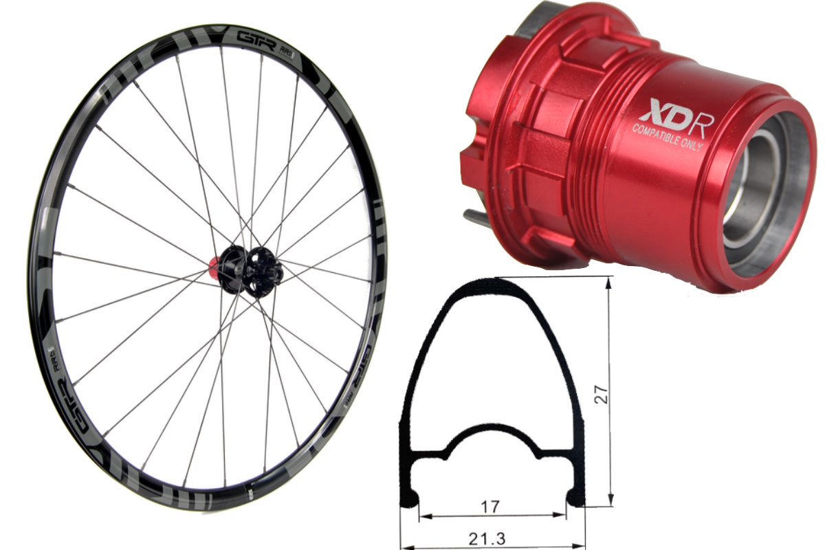 Rueda trasera aluminio carretera GTR RR17 Gris Disc 6 Tornillos SRAM