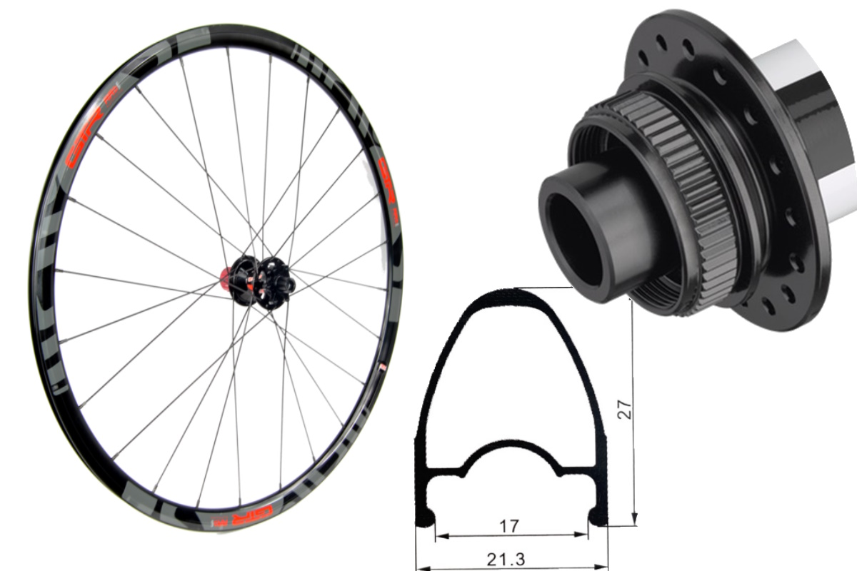 Rueda trasera aluminio carretera GTR RR17 Rojo Disc Center Lock Shimano