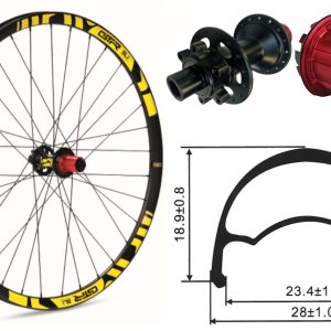 Rueda delantera aluminio  MTB GTR SL23 27,5″ Amarillo Disc 6 Tornillos