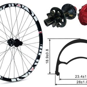 Rueda trasera aluminio MTB GTR SL23 27,5″ Blanco Disc 6 Tornillos Shimano