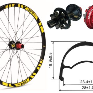 Rueda trasera aluminio MTB GTR SL23 29″ Amarillo Disc 6 Tornillos Boost Shimano MS