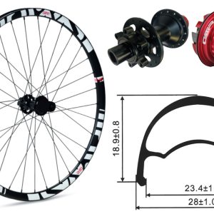 Rueda trasera aluminio MTB GTR SL23 29″ Blanco Disc 6 Tornillos Shimano MS