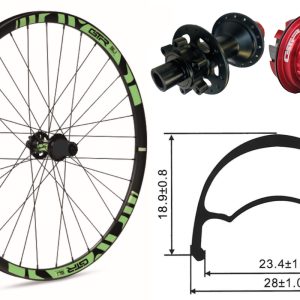 Rueda trasera aluminio MTB GTR SL23 27,5″ Verde Disc 6 Tornillos Shimano MS