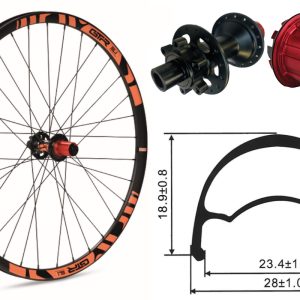 Rueda trasera aluminio MTB GTR SL23 29″ Naranja Disc 6 Tornillos Shimano