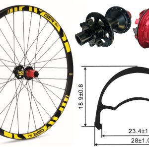 Rueda trasera aluminio MTB GTR SL23 29″ Amarillo Disc 6 Tornillos Boost Sram XD