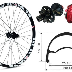 Rueda trasera aluminio MTB GTR SL23 27,5″ Blanco Disc 6 Tornillos Sram XD