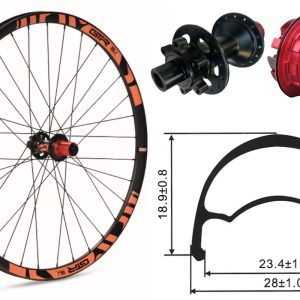 Rueda trasera aluminio MTB GTR SL23 27,5″ Naranja Disc 6 Tornillos Boost Sram XD