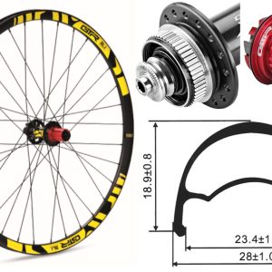 Rueda trasera aluminio MTB GTR SL23 27,5″ Amarillo Disc Center Lock Shimano MS