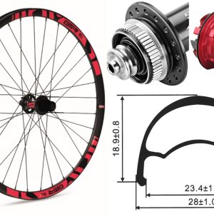 Rueda trasera aluminio MTB GTR SL23 27,5″ Rojo Disc Center Lock Sram XD