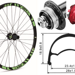 Rueda trasera aluminio MTB GTR SL23 27,5″ Verde Disc Center Lock Boost Sram XD