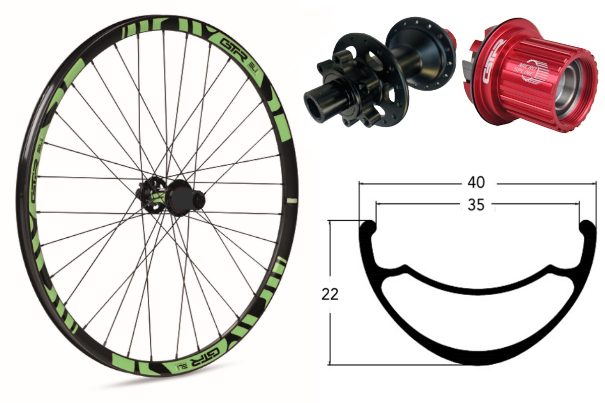 Rueda trasera aluminio E-MTB GTR SL35 27,5″ Verde Disc 6 Tornillos Boost Shimano MS