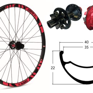 Rueda trasera aluminio E-MTB GTR SL35 29″ Rojo Disc 6 Tornillos Boost Sram XD