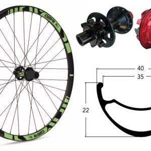 Rueda trasera aluminio E-MTB GTR SL35 29″ Verde Disc 6 Tornillos Boost Sram XD
