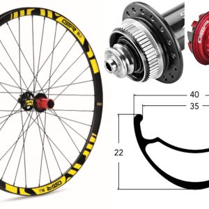 Rueda trasera aluminio MTB GTR SL35 29″ Amarillo Disc Center Lock Boost Shimano MS
