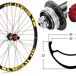 Rueda trasera aluminio MTB GTR SL35 29″ Amarillo Disc Center Lock Boost Shimano