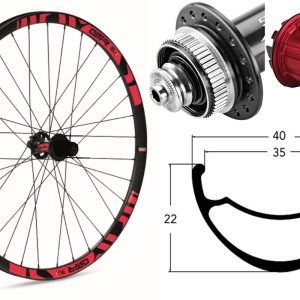 Rueda trasera aluminio E-MTB GTR SL35 27,5″ Rojo Disc Center Lock Boost Shimano