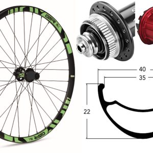 Rueda trasera aluminio MTB GTR SL35 29″ Verde Disc Center Lock Boost Shimano