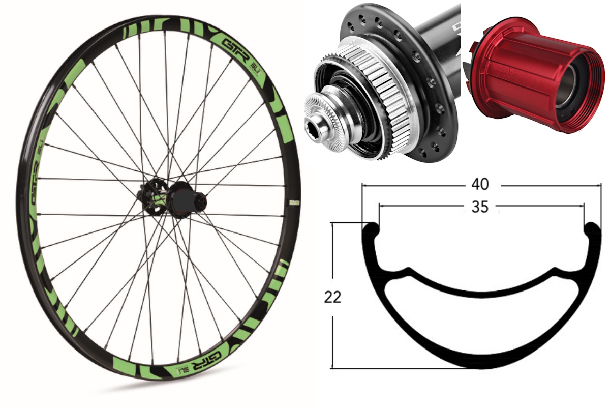 Rueda trasera aluminio MTB GTR SL35 29″ Verde Disc Center Lock Boost Shimano