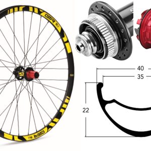 Rueda trasera aluminio MTB GTR SL35 29″ Amarillo Disc Center Lock Boost Sram XD