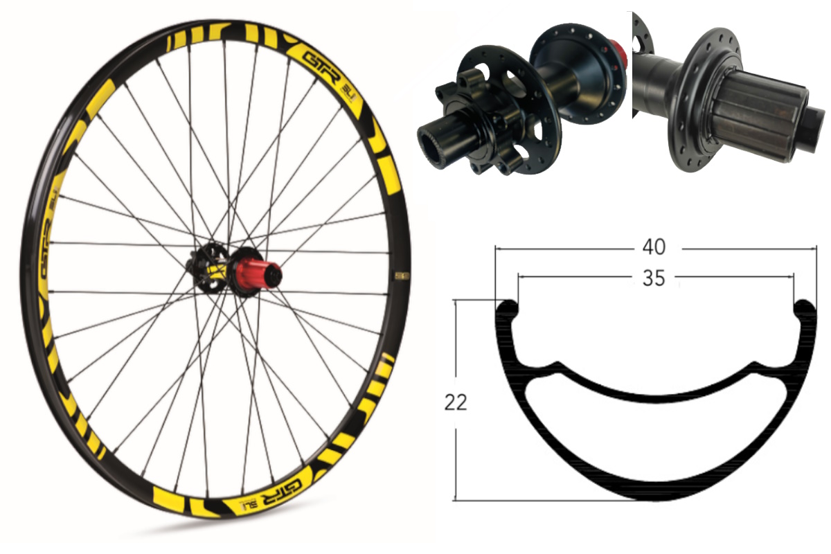 Rueda trasera Reforzada para E-MTB GTR SL35 29″ Amarillo Disc 6 Tornillos Boost Shimano