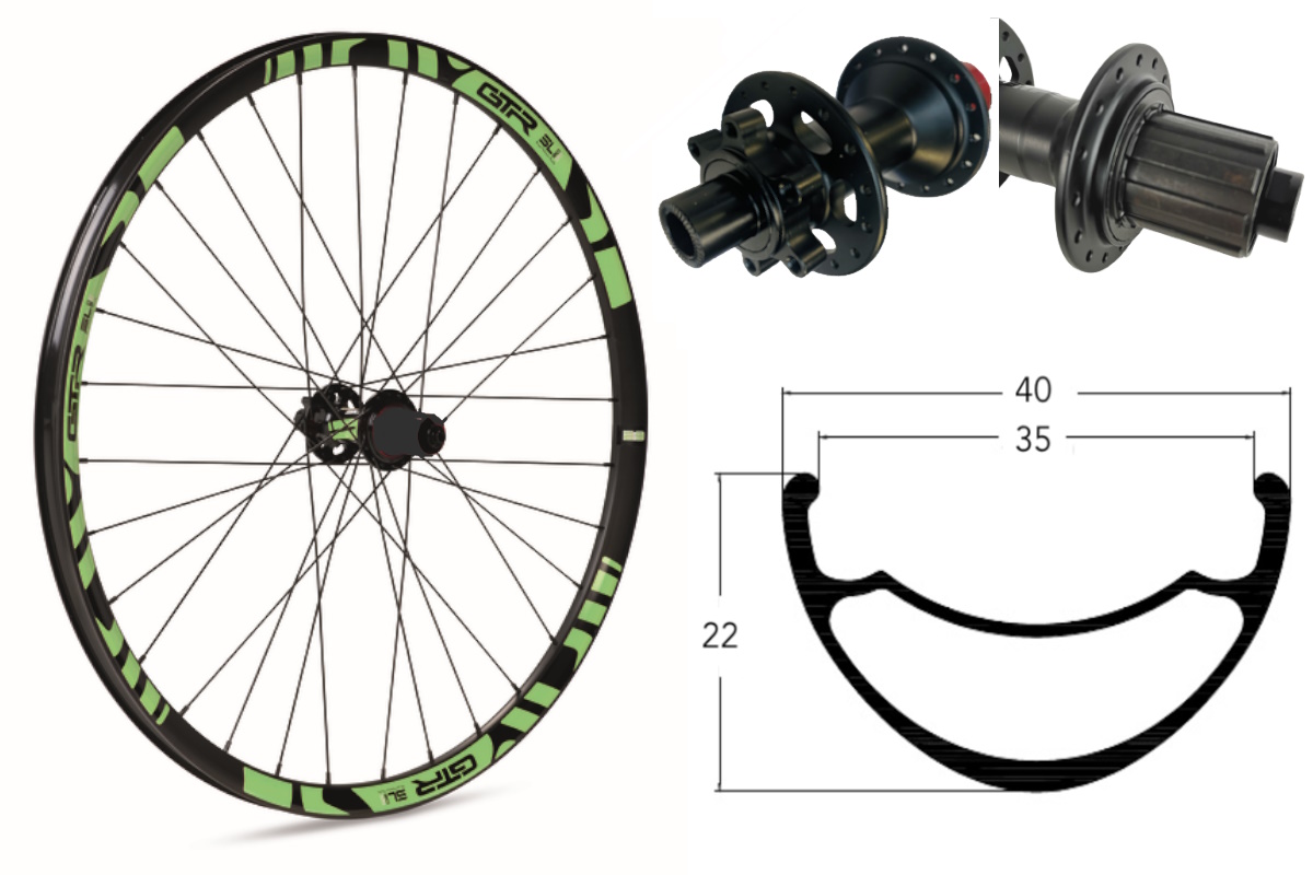 Rueda trasera Reforzada para E-MTB GTR SL35 29″ Verde Disc 6 Tornillos Boost Shimano