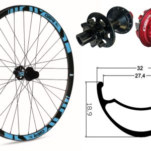 Rueda trasera aluminio MTB GTR SL27 29″ Azul Disc 6 Tornillos Boost Shimano MS