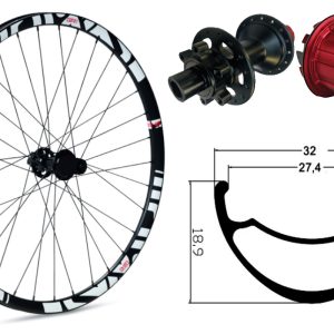 Rueda trasera aluminio MTB GTR SL27 29″ Blanco Disc 6 Tornillos Shimano