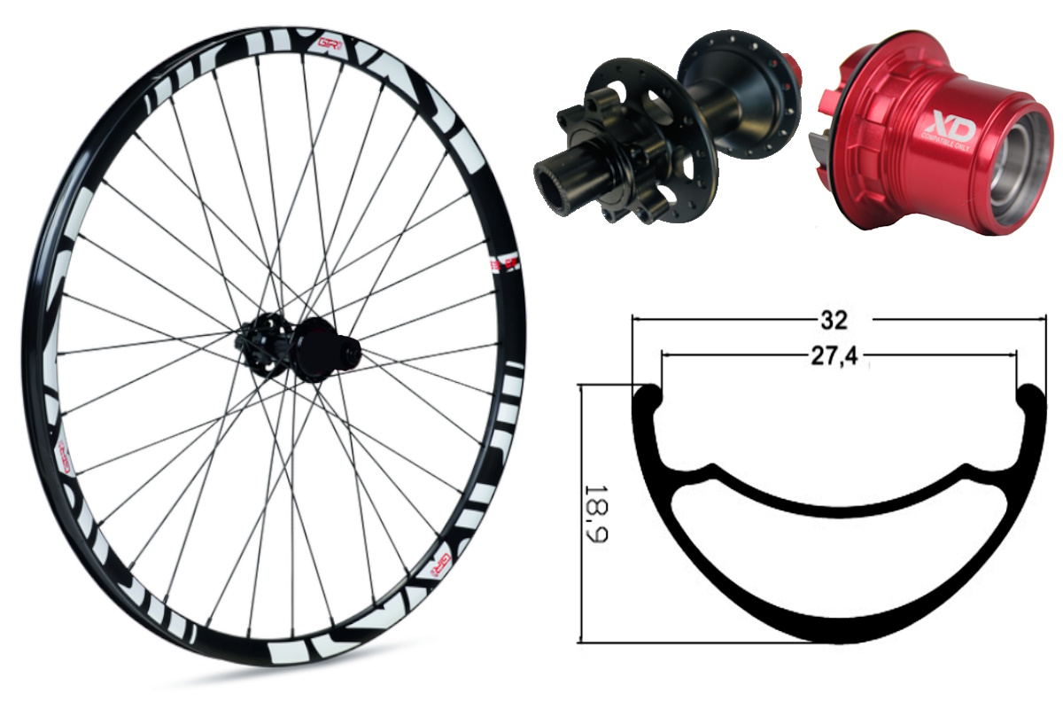 Rueda trasera aluminio MTB GTR SL27 29″ Blanco Disc 6 Tornillos Boost Sram XD