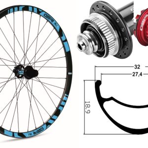 Rueda trasera aluminio MTB GTR SL27 29″ Azul Disc Center Lock Shimano MS