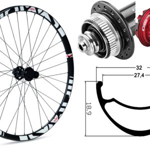Rueda trasera aluminio MTB GTR SL27 27,5″ Blanco Disc Center Lock Boost Shimano MS