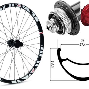 Rueda trasera aluminio MTB GTR SL27 27,5″ Blanco Disc Center Lock Boost Shimano