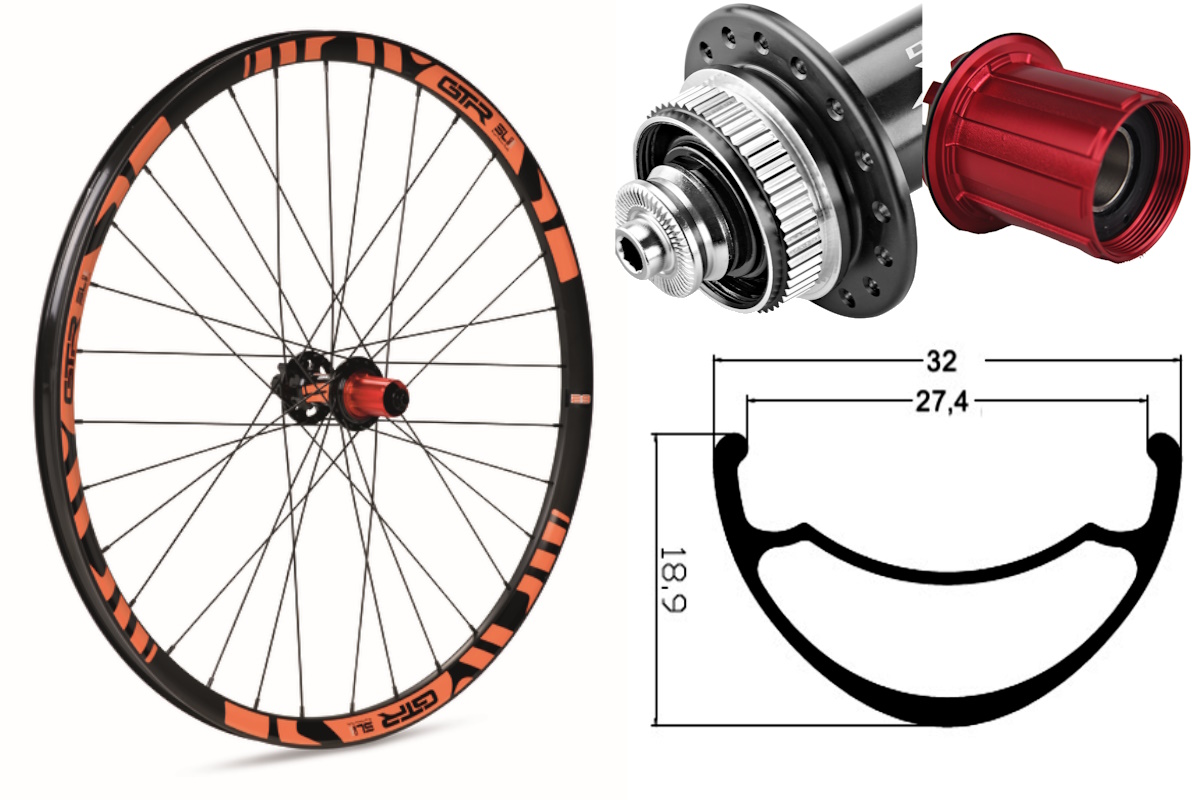 Rueda trasera aluminio MTB GTR SL27 27,5″ Naranja Disc Center Lock Shimano