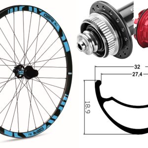 Rueda trasera aluminio MTB GTR SL27 27,5″ Azul Disc Center Lock Sram XD