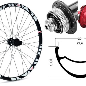 Rueda trasera aluminio MTB GTR SL27 27,5″ Blanco Disc Center Lock Sram XD
