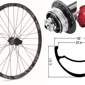 Rueda trasera aluminio MTB GTR SL27 29″ Gris Disc Center Lock Sram XD