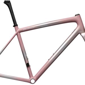 Cuadro Specialized Aethos 2025 – Satin Flake Silver / Dusky Pink + Champagne Radial Fades / Dune White