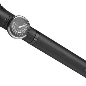 Bomba de cuadro con manómetro Specialized Air Tool Switch Comp with Gauge – cabezal automático Presta/Schrader, 80 PSI, soporte portabidón