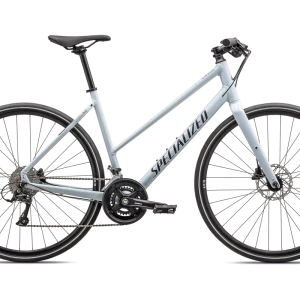 Specialized Sirrus 3.0 – Fitness urbana con horquilla de carbono FACT 9r, frenos hidráulicos y Shimano 2×9 (barra alta / step-through)